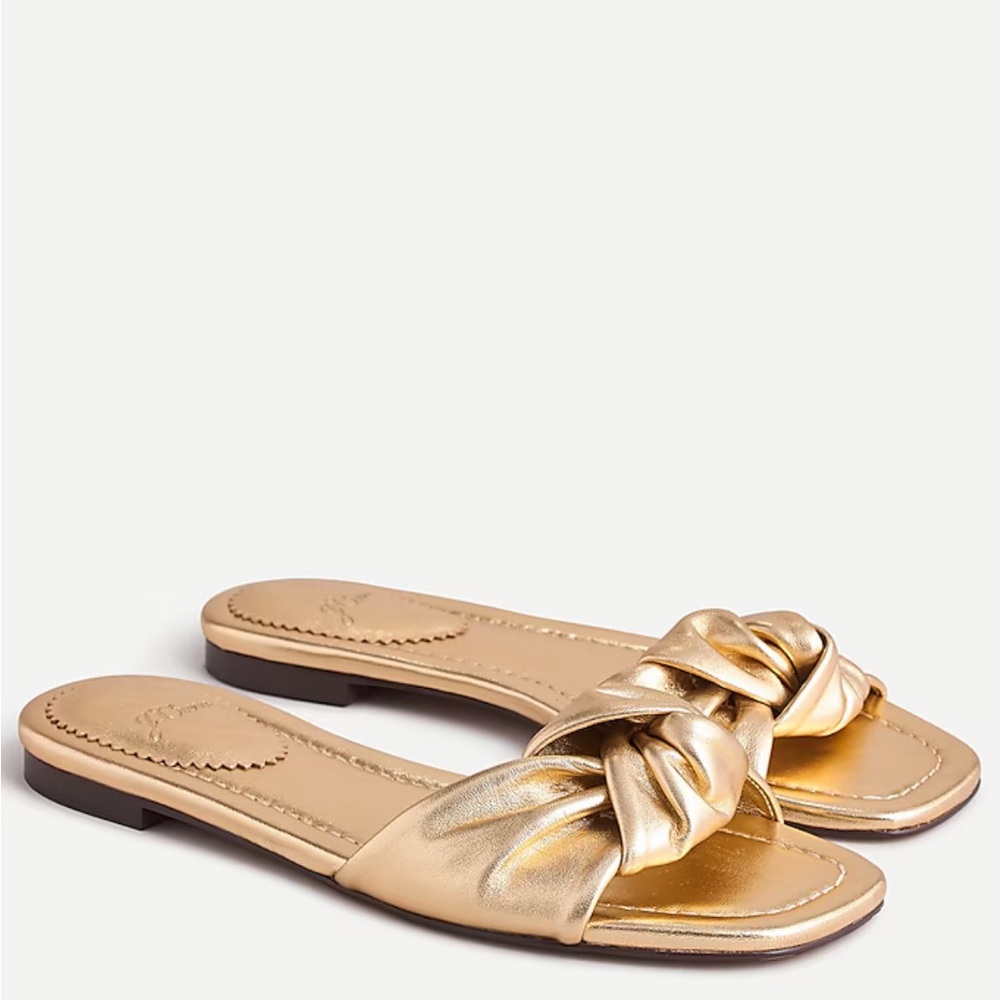 J.Crew Knotted Sandals in Metallic Leather